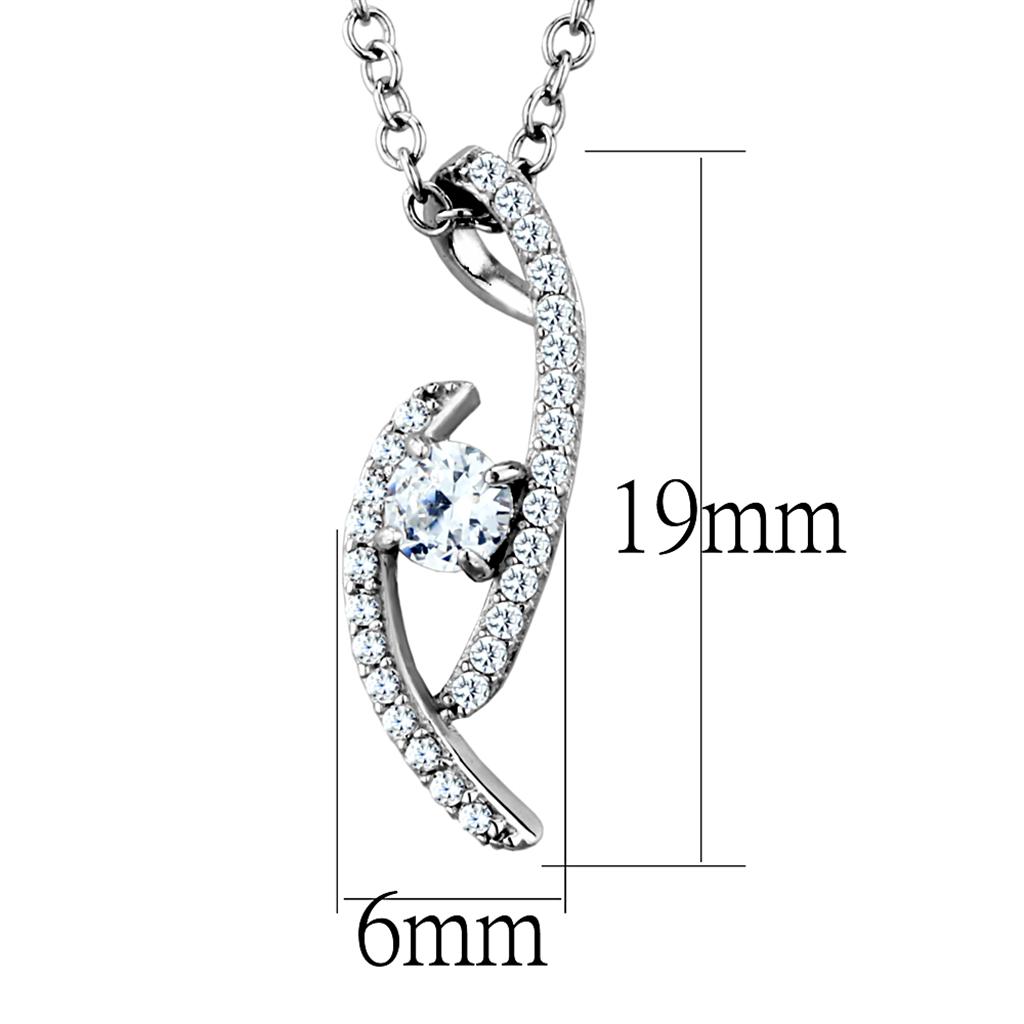 Rhodium 925 Sterling Silver Necklace with AAA Grade CZ  in Clear