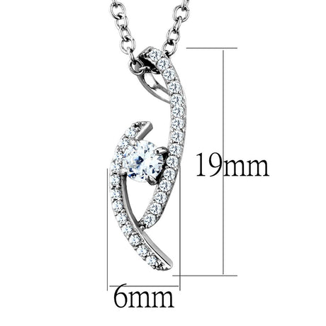 Rhodium 925 Sterling Silver Necklace with AAA Grade CZ  in Clear