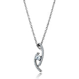 Rhodium 925 Sterling Silver Necklace with AAA Grade CZ  in Clear