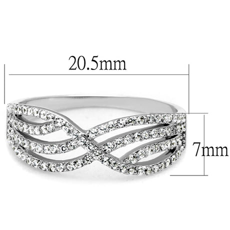 Rhodium 925 Sterling Silver Ring with AAA Grade CZ  in Clear