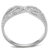 Rhodium 925 Sterling Silver Ring with AAA Grade CZ  in Clear