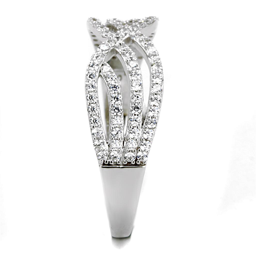 Rhodium 925 Sterling Silver Ring with AAA Grade CZ  in Clear