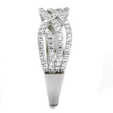 Rhodium 925 Sterling Silver Ring with AAA Grade CZ  in Clear