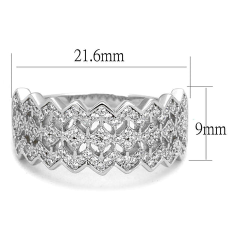 Rhodium 925 Sterling Silver Ring with AAA Grade CZ  in Clear