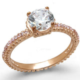 Rose Gold 925 Sterling Silver Ring with AAA Grade CZ  in Clear
