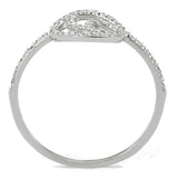 Rhodium 925 Sterling Silver Ring with AAA Grade CZ  in Clear
