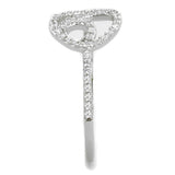 Rhodium 925 Sterling Silver Ring with AAA Grade CZ  in Clear