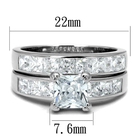 Rhodium 925 Sterling Silver Ring with AAA Grade CZ  in Clear