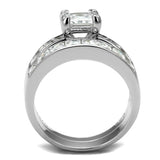 Rhodium 925 Sterling Silver Ring with AAA Grade CZ  in Clear