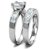 Rhodium 925 Sterling Silver Ring with AAA Grade CZ  in Clear