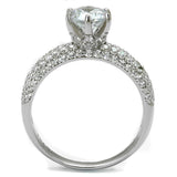 Rhodium 925 Sterling Silver Ring with AAA Grade CZ  in Clear