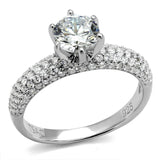 Rhodium 925 Sterling Silver Ring with AAA Grade CZ  in Clear