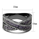 Ruthenium 925 Sterling Silver Ring with AAA Grade CZ  in Amethyst