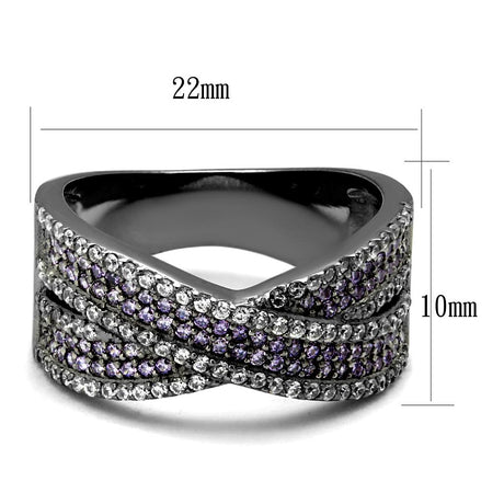 Ruthenium 925 Sterling Silver Ring with AAA Grade CZ  in Amethyst