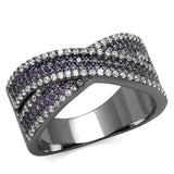 Ruthenium 925 Sterling Silver Ring with AAA Grade CZ  in Amethyst