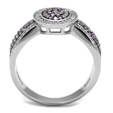 Rhodium + Ruthenium 925 Sterling Silver Ring with AAA Grade CZ  in Amethyst