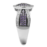 Rhodium + Ruthenium 925 Sterling Silver Ring with AAA Grade CZ  in Amethyst