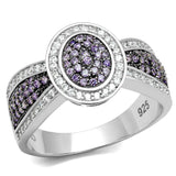 Rhodium + Ruthenium 925 Sterling Silver Ring with AAA Grade CZ  in Amethyst