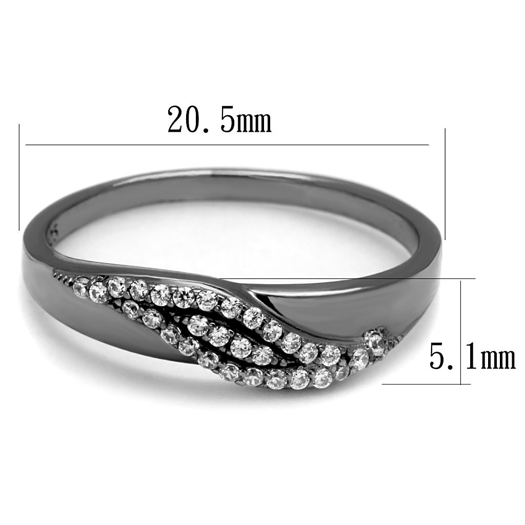 Ruthenium 925 Sterling Silver Ring with AAA Grade CZ  in Clear