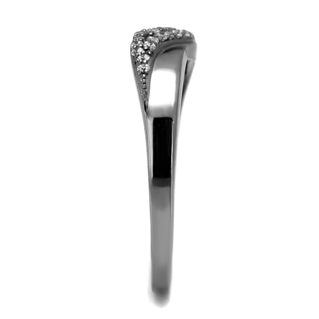 Ruthenium 925 Sterling Silver Ring with AAA Grade CZ  in Clear