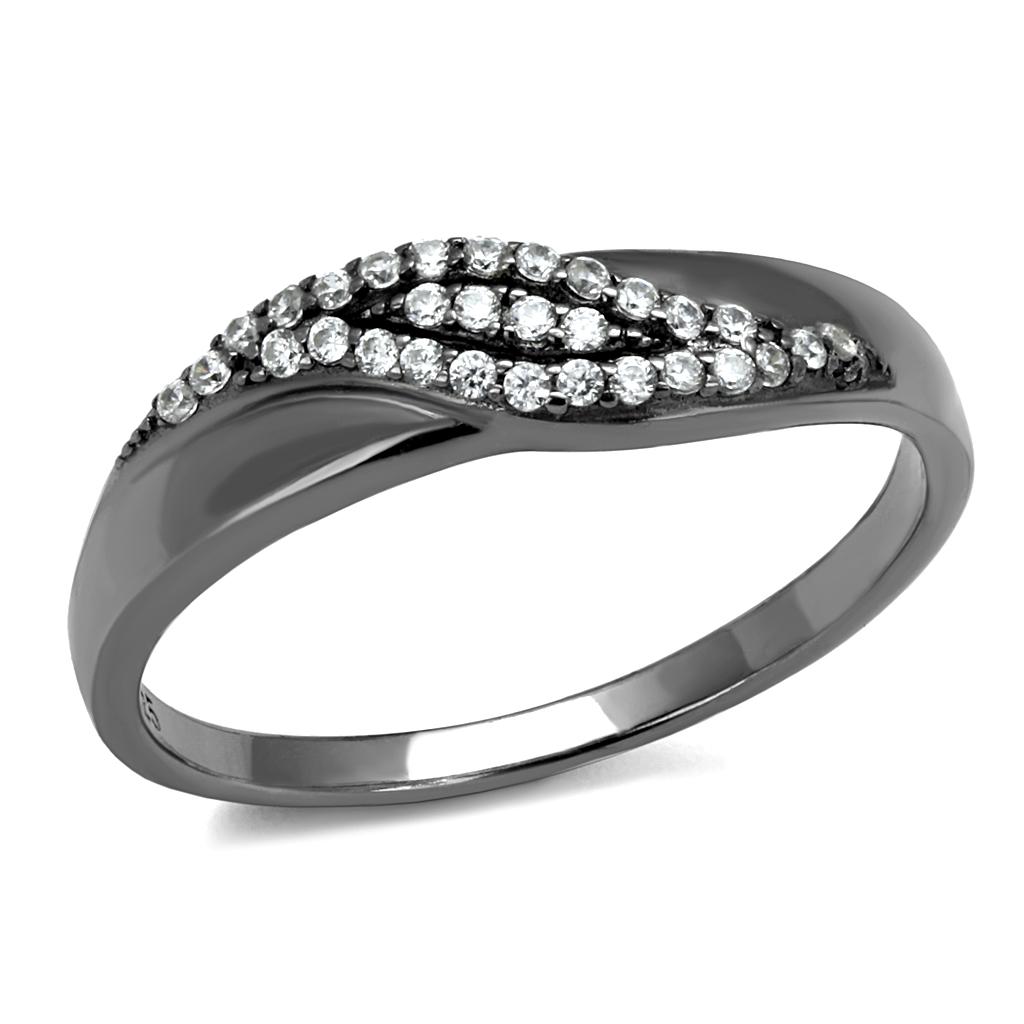 Ruthenium 925 Sterling Silver Ring with AAA Grade CZ  in Clear