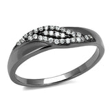 Ruthenium 925 Sterling Silver Ring with AAA Grade CZ  in Clear