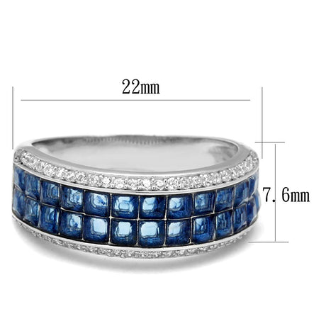 Rhodium 925 Sterling Silver Ring with Synthetic Synthetic Glass in Montana
