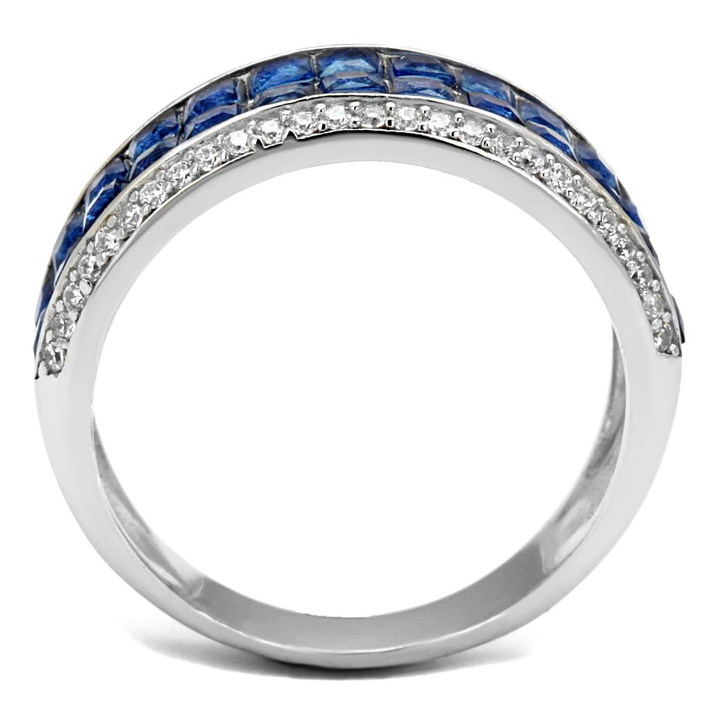 Rhodium 925 Sterling Silver Ring with Synthetic Synthetic Glass in Montana
