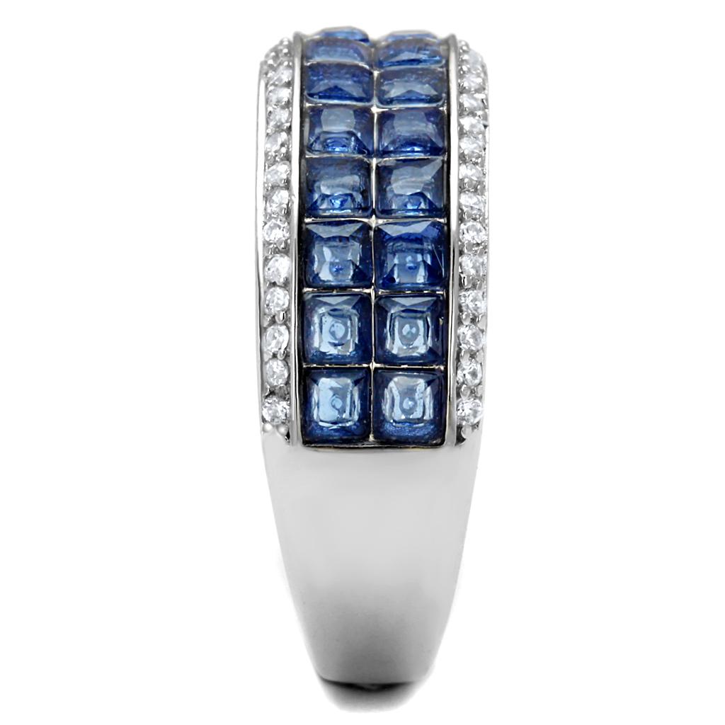 Rhodium 925 Sterling Silver Ring with Synthetic Synthetic Glass in Montana