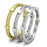Gold+Rhodium 925 Sterling Silver Ring with AAA Grade CZ  in Clear