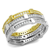 Gold+Rhodium 925 Sterling Silver Ring with AAA Grade CZ  in Clear
