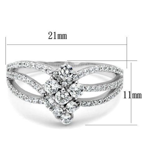 Rhodium 925 Sterling Silver Ring with AAA Grade CZ  in Clear