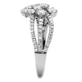 Rhodium 925 Sterling Silver Ring with AAA Grade CZ  in Clear
