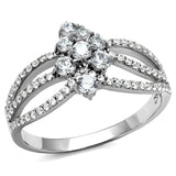 Rhodium 925 Sterling Silver Ring with AAA Grade CZ  in Clear