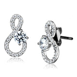 Rhodium 925 Sterling Silver Earrings with AAA Grade CZ  in Clear