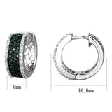 Rhodium + Ruthenium 925 Sterling Silver Earrings with Synthetic Synthetic Glass in Blue Zircon