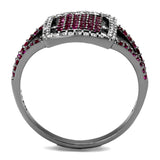 Rhodium + Ruthenium 925 Sterling Silver Ring with AAA Grade CZ  in Ruby