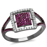 Rhodium + Ruthenium 925 Sterling Silver Ring with AAA Grade CZ  in Ruby
