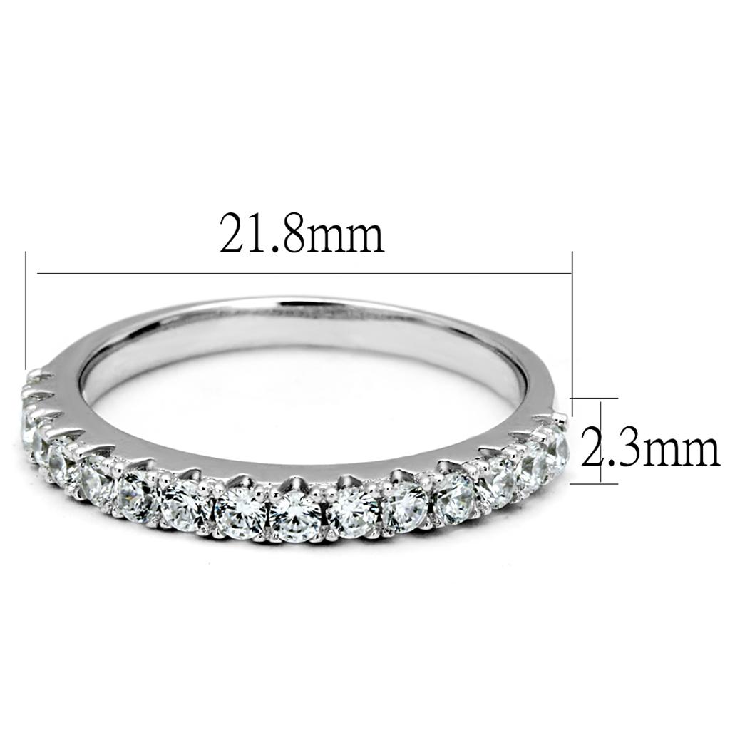 Rhodium 925 Sterling Silver Ring with AAA Grade CZ  in Clear