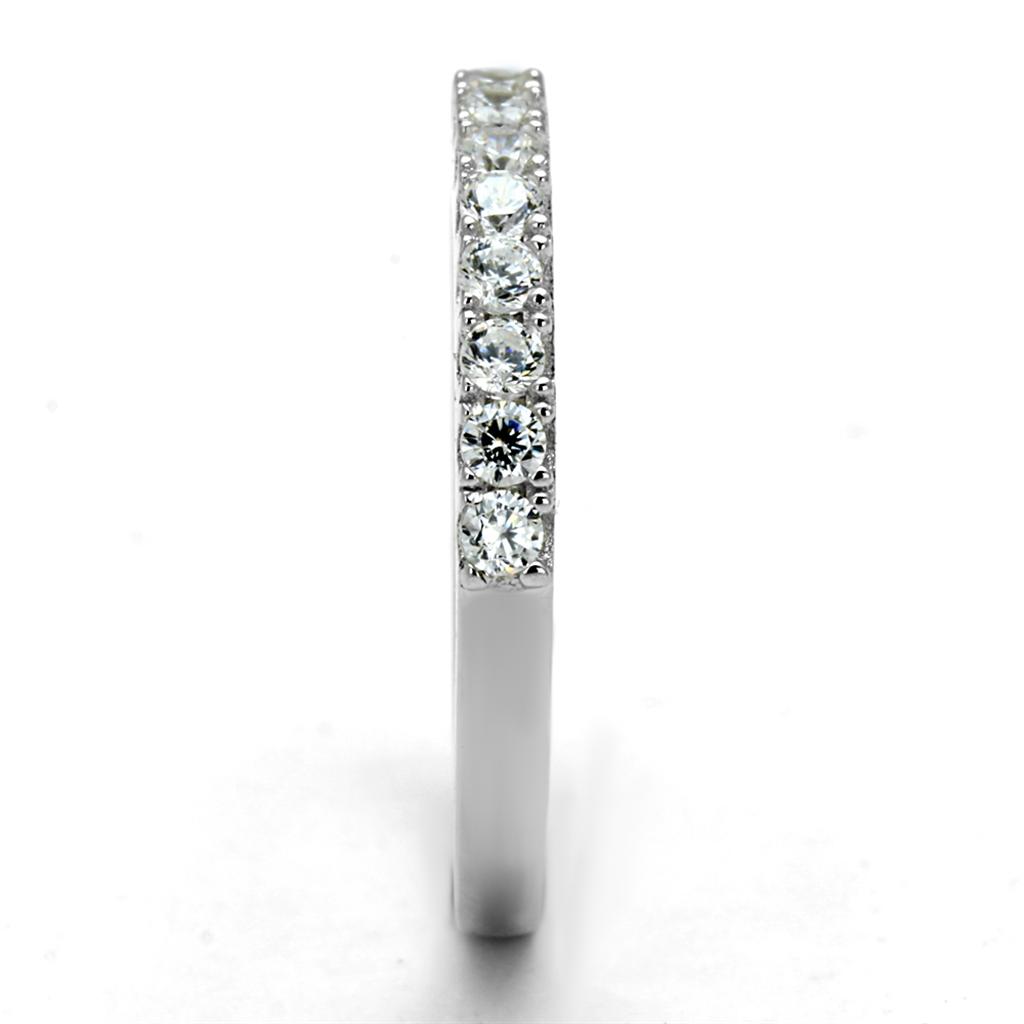 Rhodium 925 Sterling Silver Ring with AAA Grade CZ  in Clear