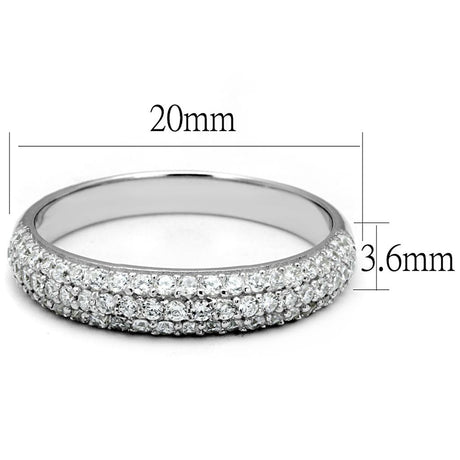 Rhodium 925 Sterling Silver Ring with AAA Grade CZ  in Clear