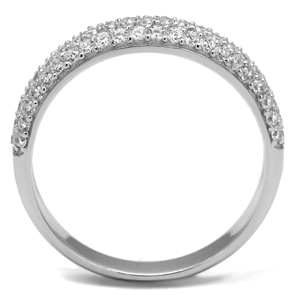 Rhodium 925 Sterling Silver Ring with AAA Grade CZ  in Clear
