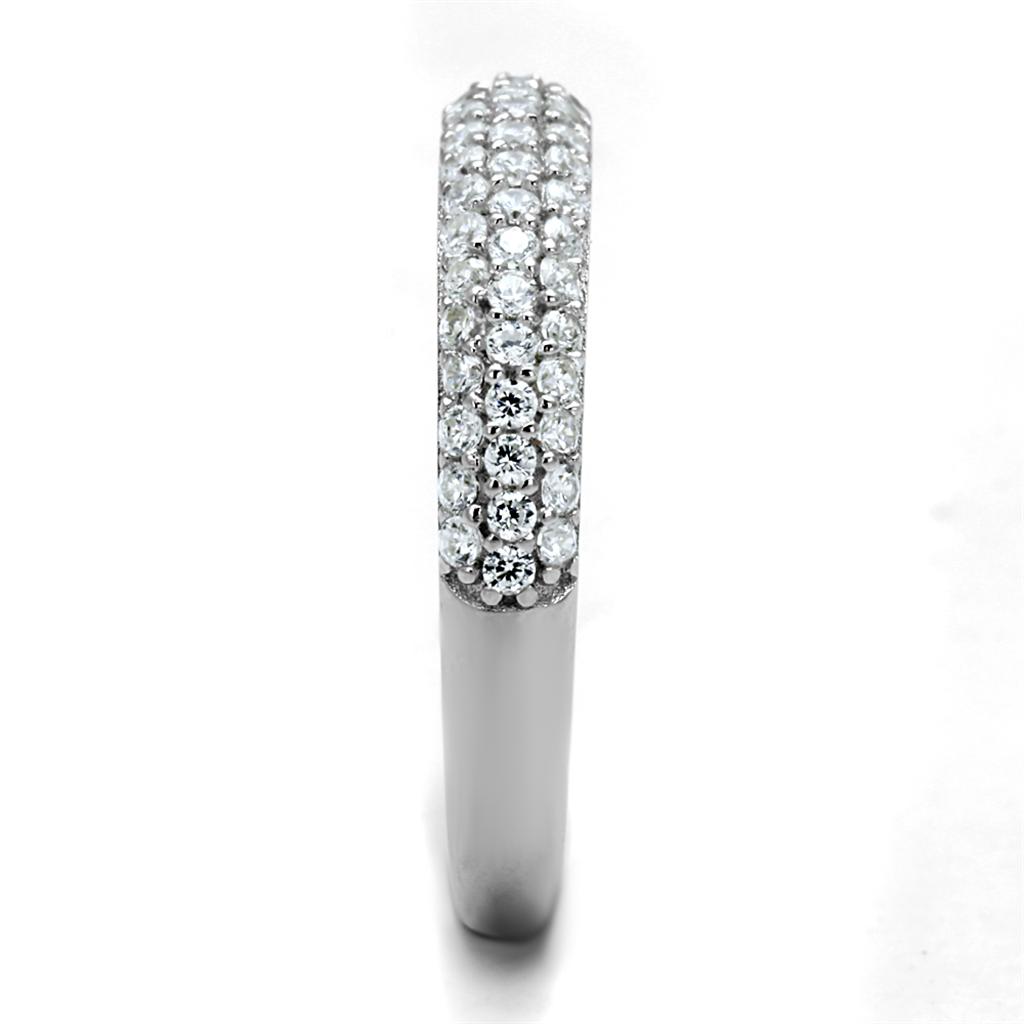 Rhodium 925 Sterling Silver Ring with AAA Grade CZ  in Clear