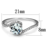Rhodium 925 Sterling Silver Ring with AAA Grade CZ  in Clear