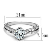 Rhodium 925 Sterling Silver Ring with AAA Grade CZ  in Clear
