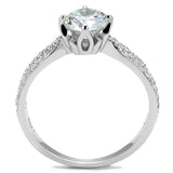 Rhodium 925 Sterling Silver Ring with AAA Grade CZ  in Clear
