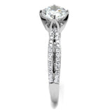 Rhodium 925 Sterling Silver Ring with AAA Grade CZ  in Clear