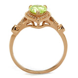 Rose Gold 925 Sterling Silver Ring with AAA Grade CZ  in Apple Green color