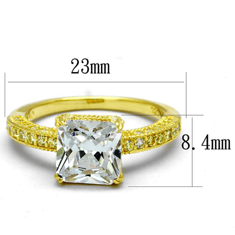 Gold 925 Sterling Silver Ring with AAA Grade CZ  in Clear
