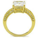 Gold 925 Sterling Silver Ring with AAA Grade CZ  in Clear